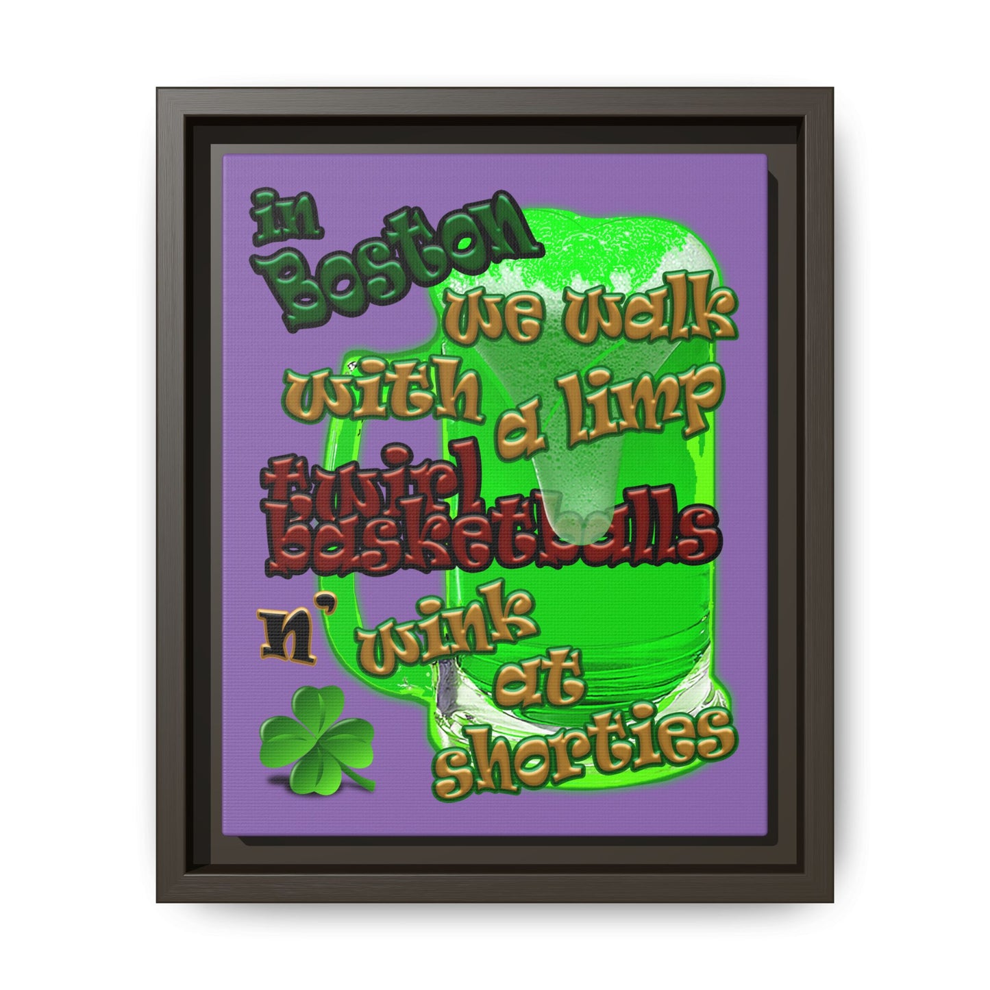 celtics logo - framed canvas art (light purple)