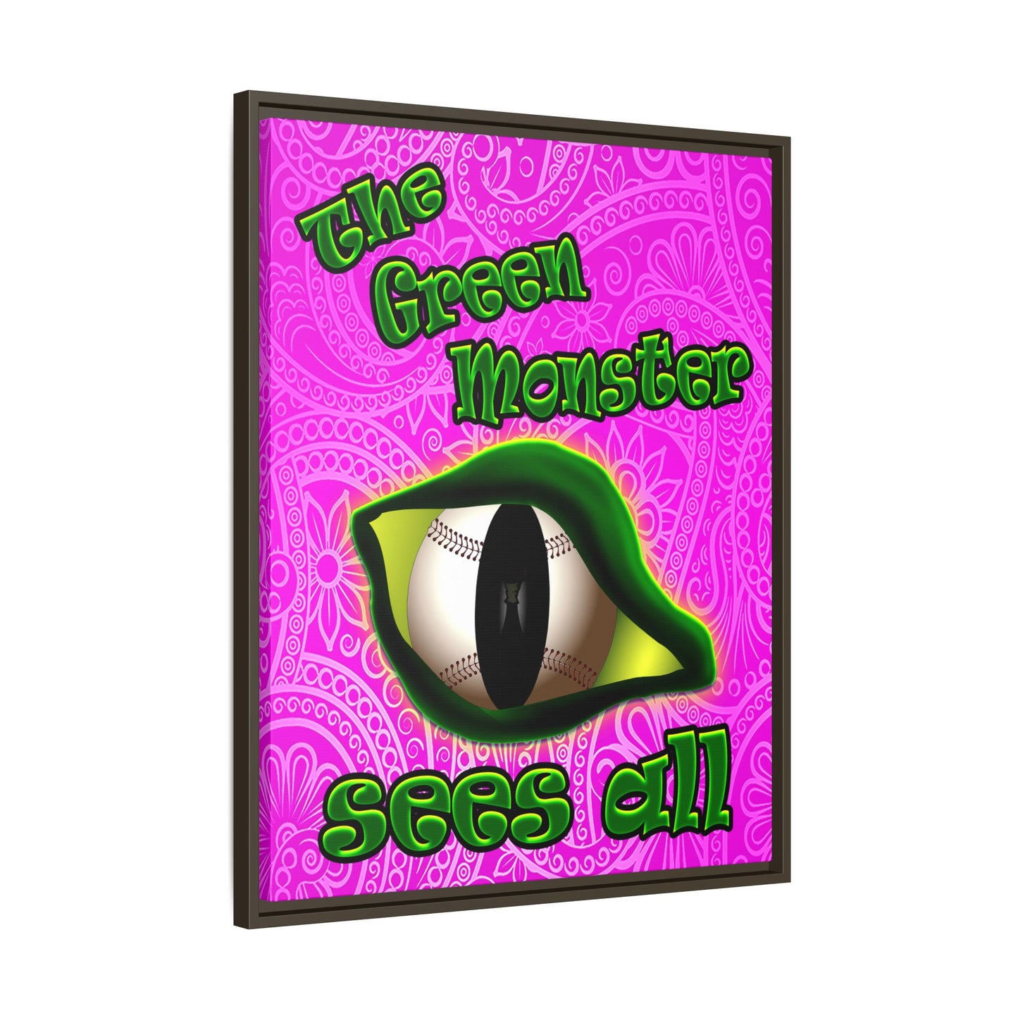 green monster - framed canvas art (pink swirl)
