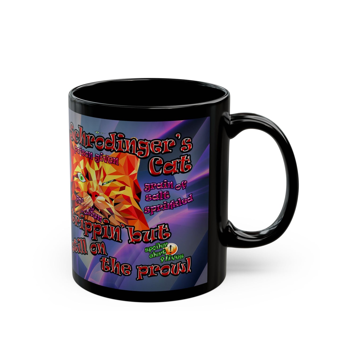 schrodinger's cat - Black Mug (grey-pink wave)