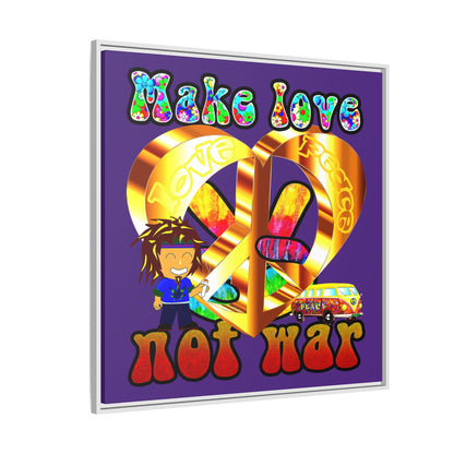 love peace - framed canvas art (purple)