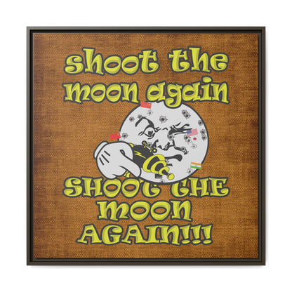 shoot the moon again - framed canvas art (brown papyrus)