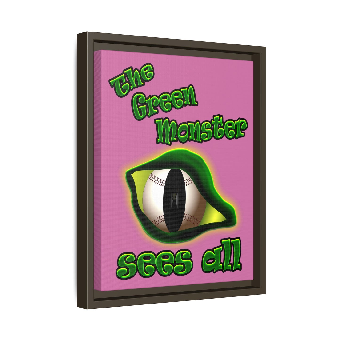 green monster - framed canvas art (light pink)