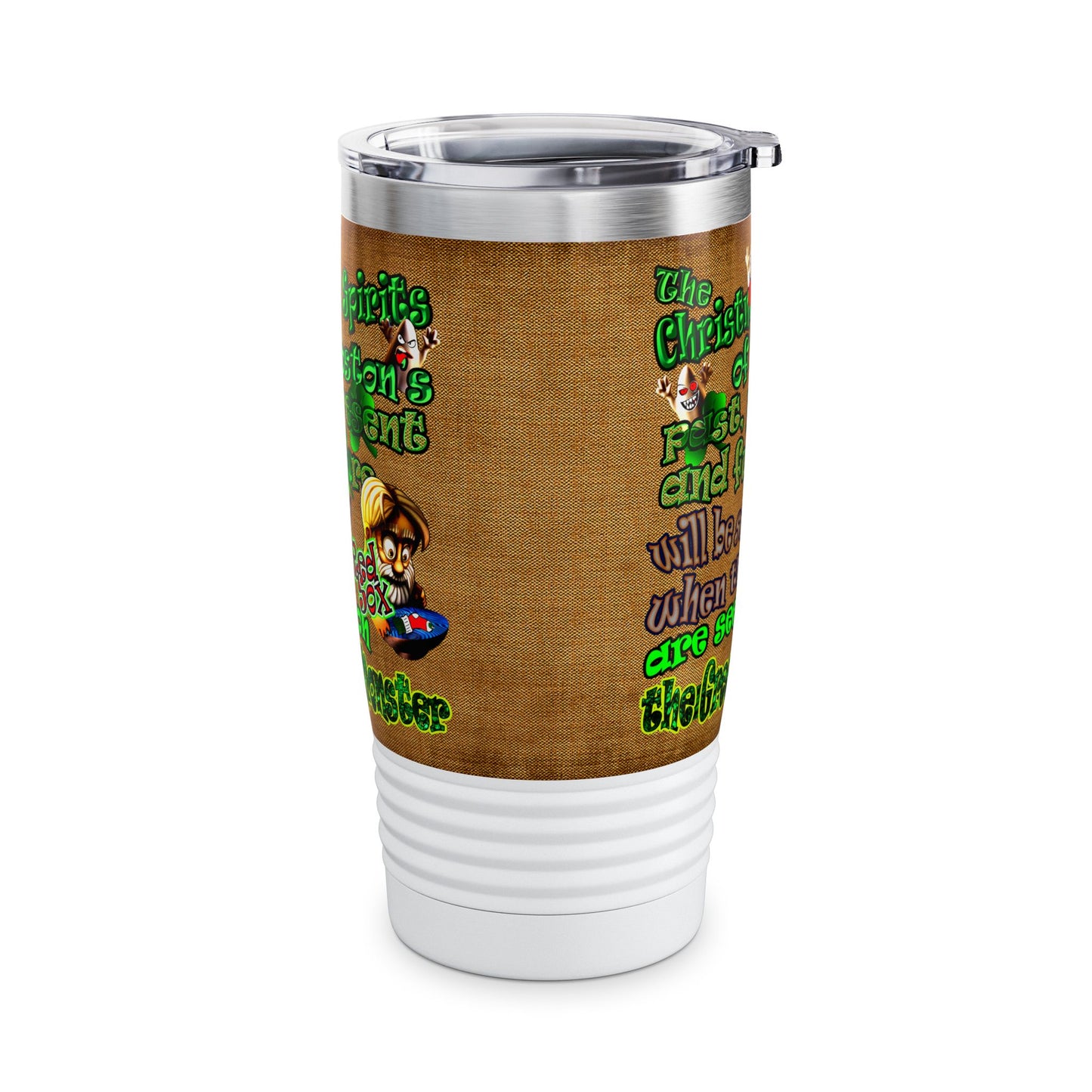 christmas spirits of boston - Ringneck Tumbler, 20oz (brown papyrus)