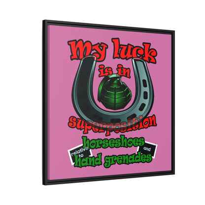 my luck - framed canvas art (light pink)