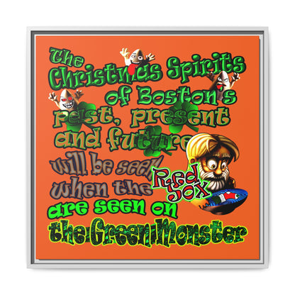 christmas spirits of boston - framed canvas art (orange)