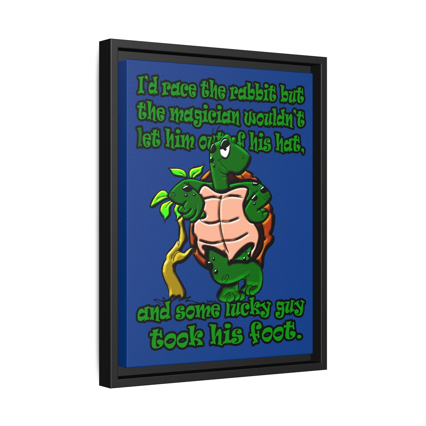 turtle race - framed canvas art (dark blue)