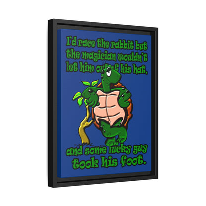 turtle race - framed canvas art (dark blue)