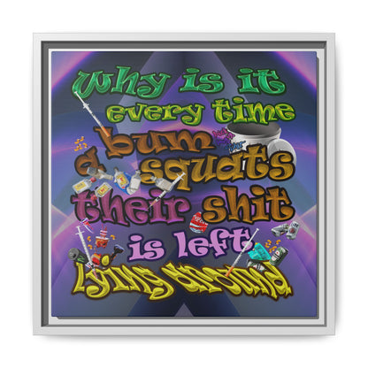 the bum's shit - framed canvas art (grey-pink wave)