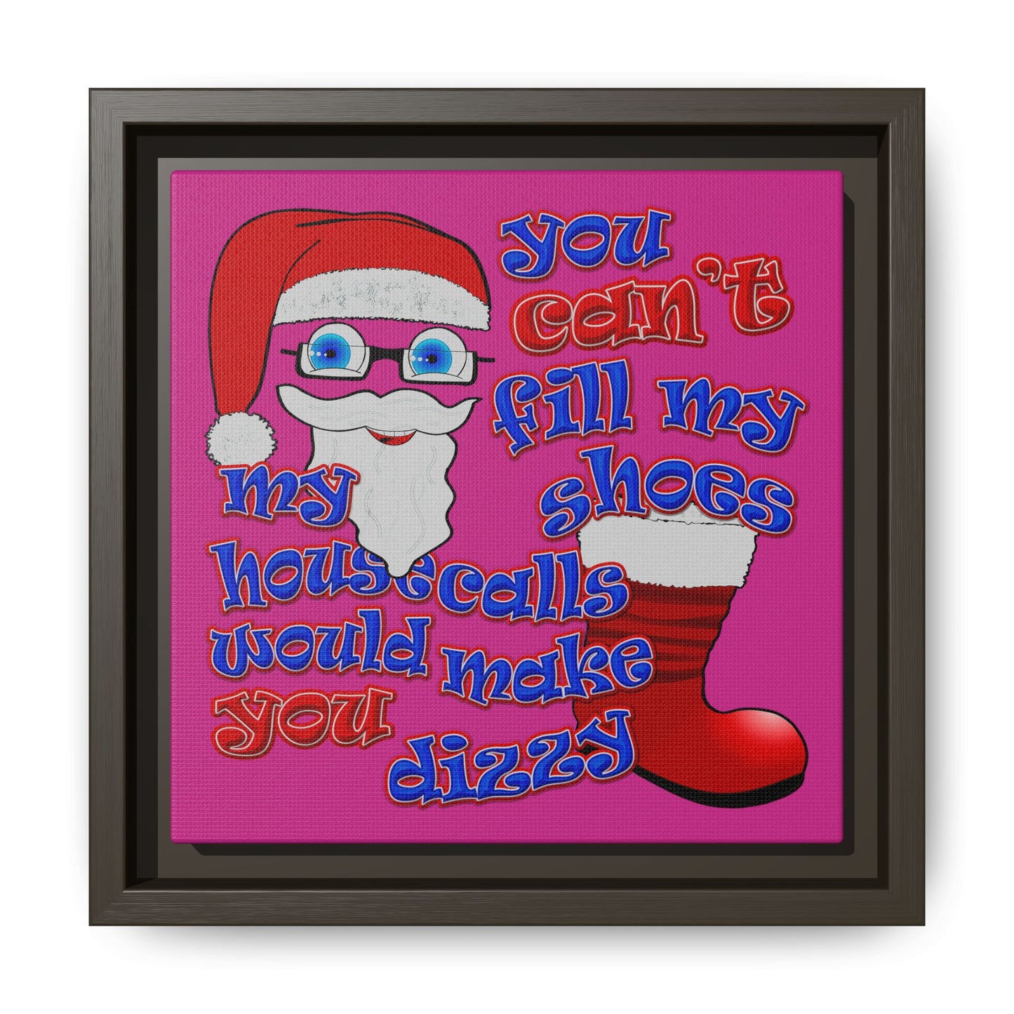 santa's shoes - framed canvas art (pink)