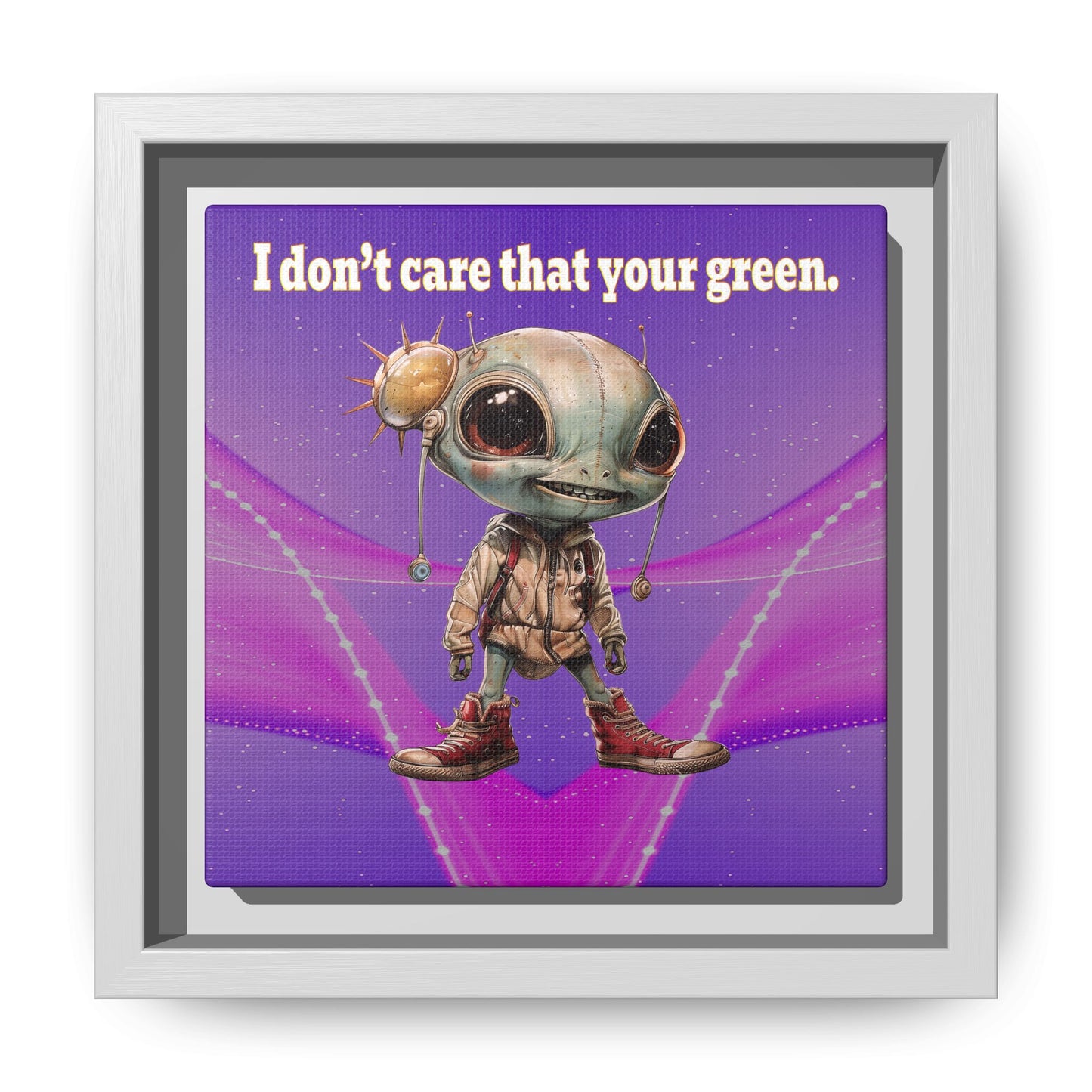 I don't care that your green - framed canvas art (purple-pink wave)