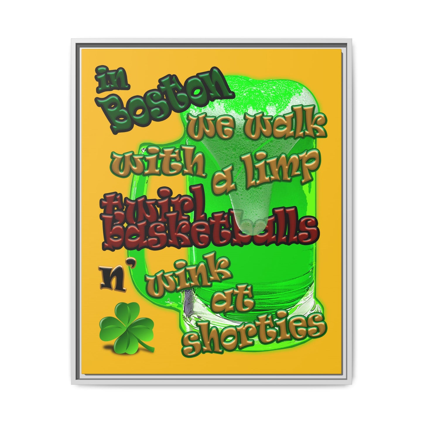 celtics logo - framed canvas art (yellow)