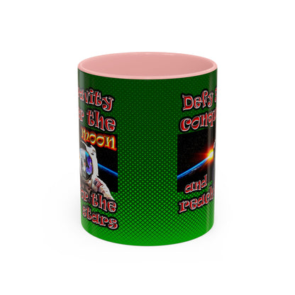 defy conquer reach - Accent Mug (logo green)