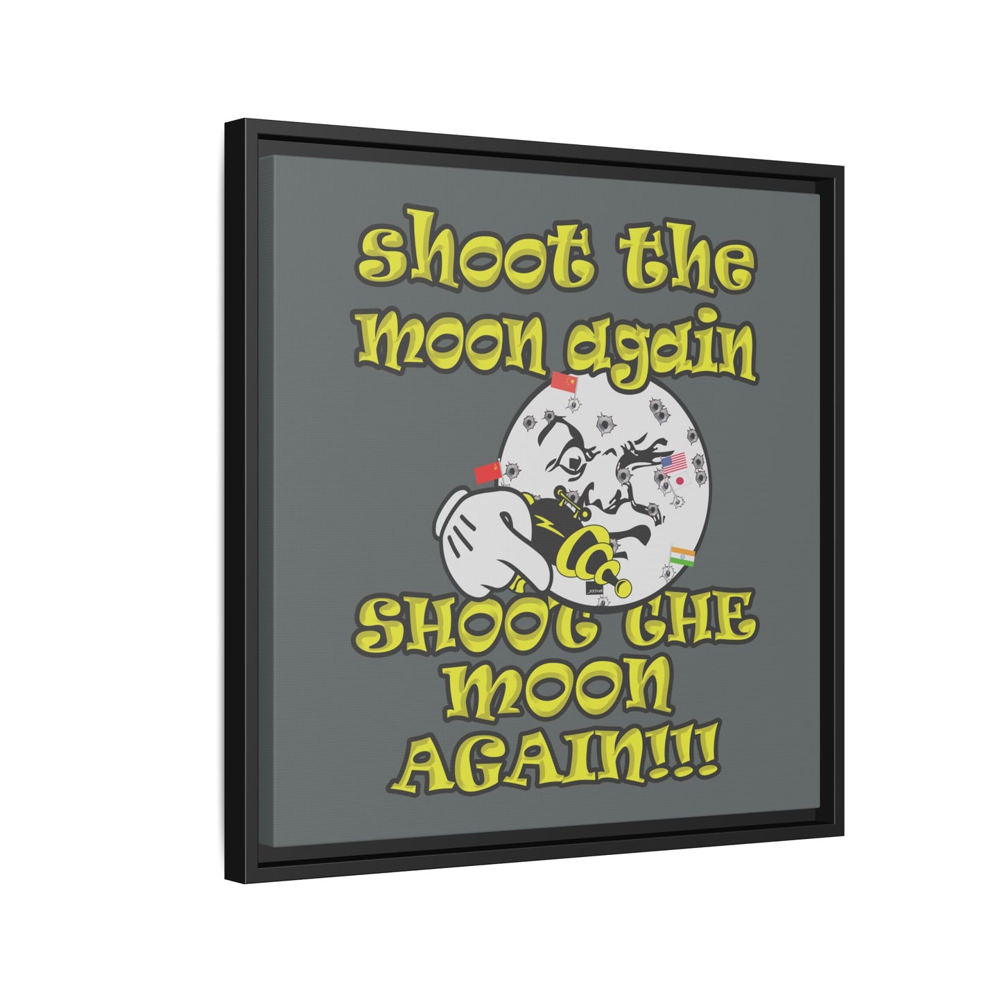 shoot the moon again - framed canvas art (dark grey)