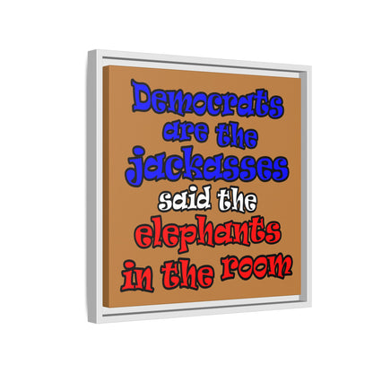 donkeys and elephants - framed canvas art (light brown)