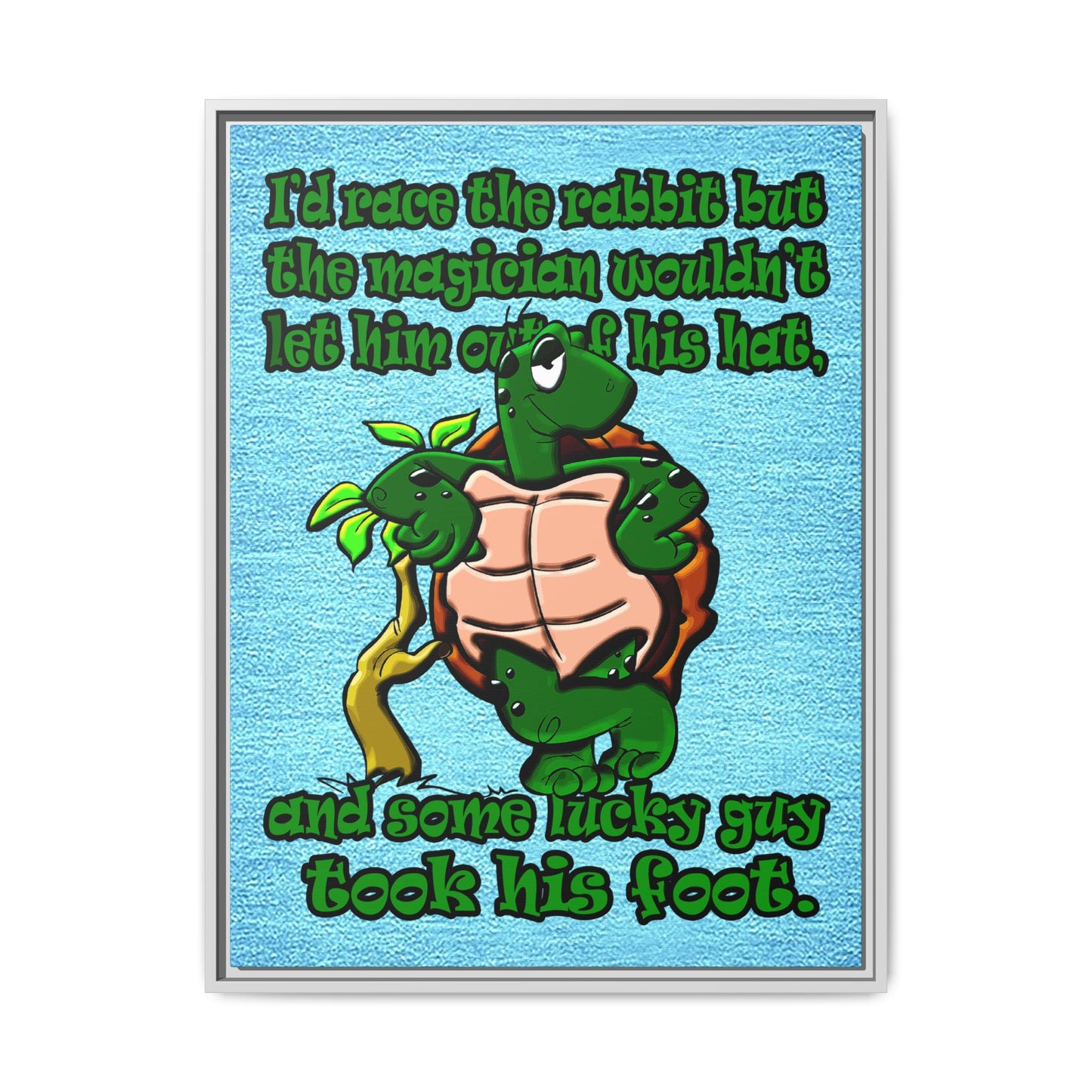 turtle race - framed canvas art (faded blue)