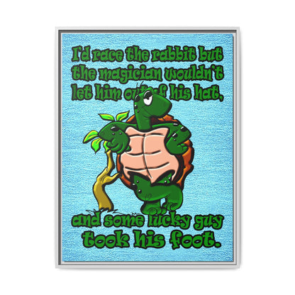 turtle race - framed canvas art (faded blue)