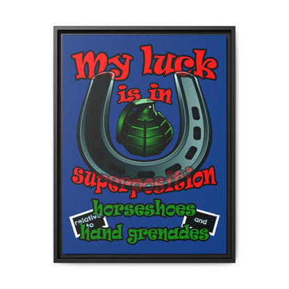 my luck - framed canvas art (dark blue)