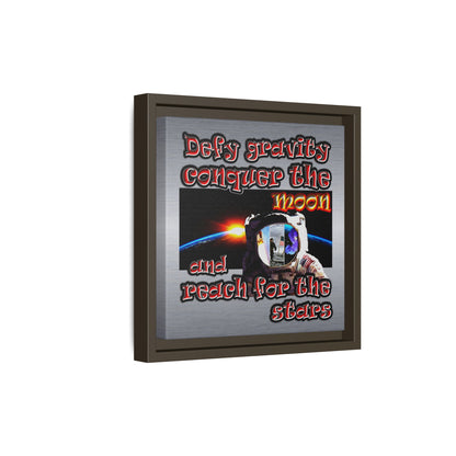 defy conquer reach - framed canvas art (brushed nickel)