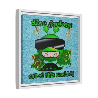 disc jockey - framed canvas art (faded blue)