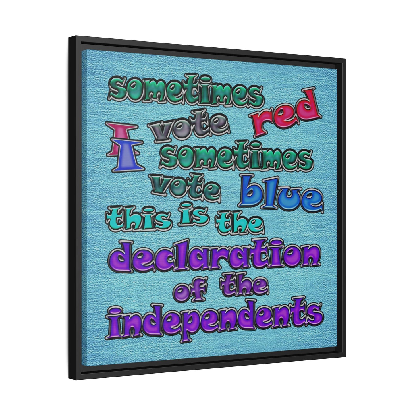declaration of the independents - framed canvas art (faded blue)