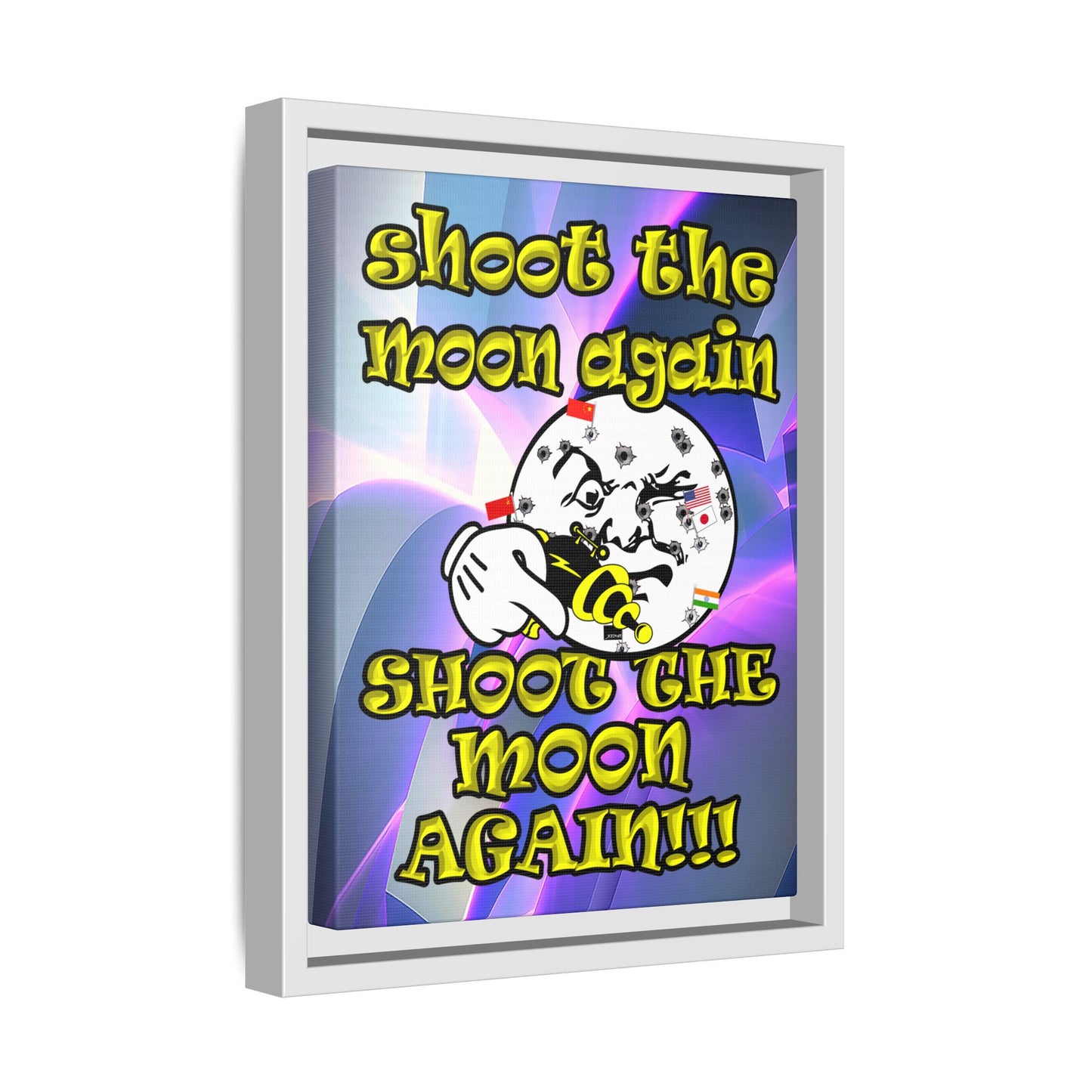 shoot the moon again - framed canvas art (grey-pink wave)