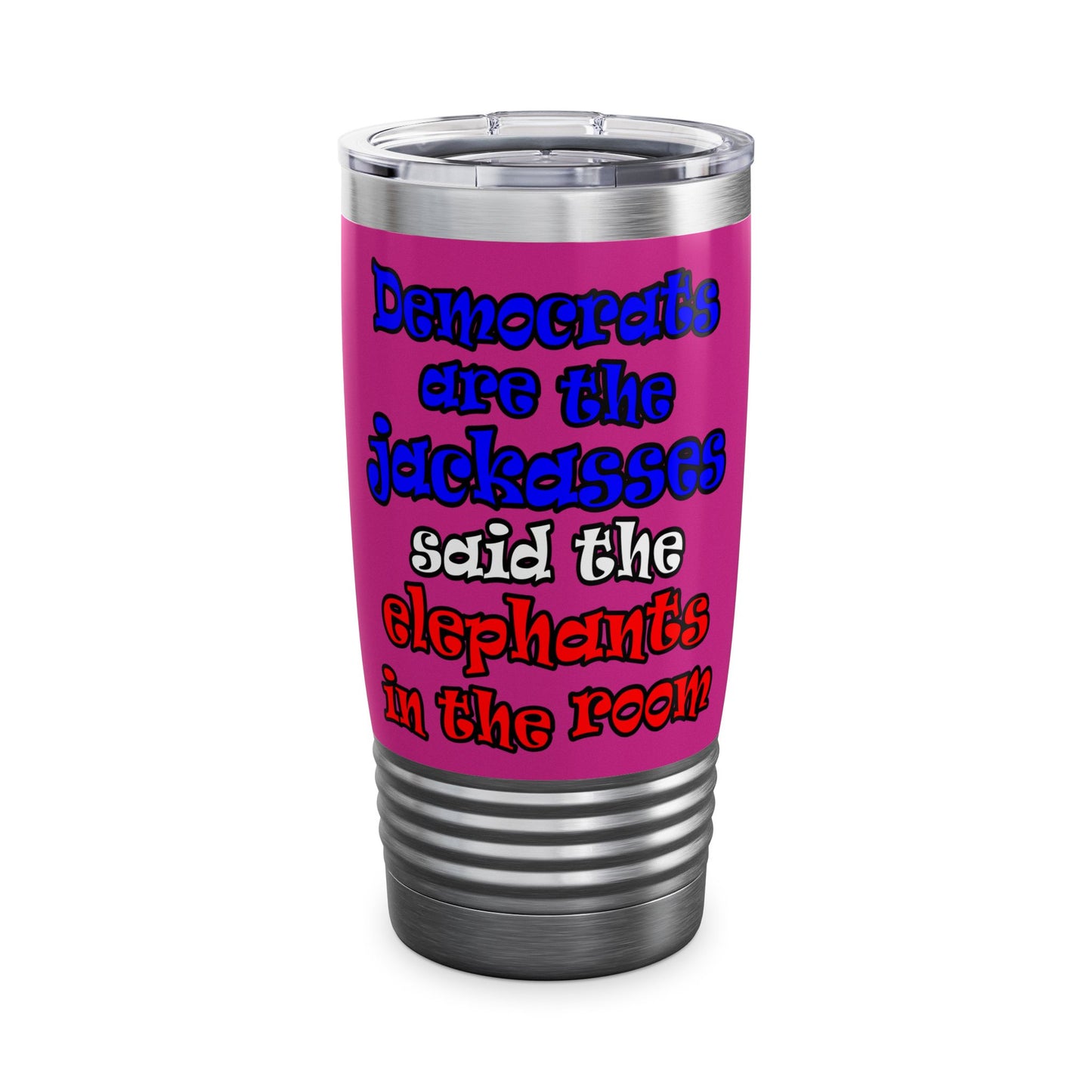 donkeys and elephants - Ringneck Tumbler, 20oz (pink)