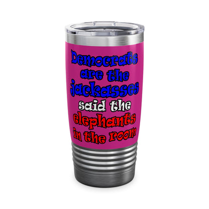 donkeys and elephants - Ringneck Tumbler, 20oz (pink)