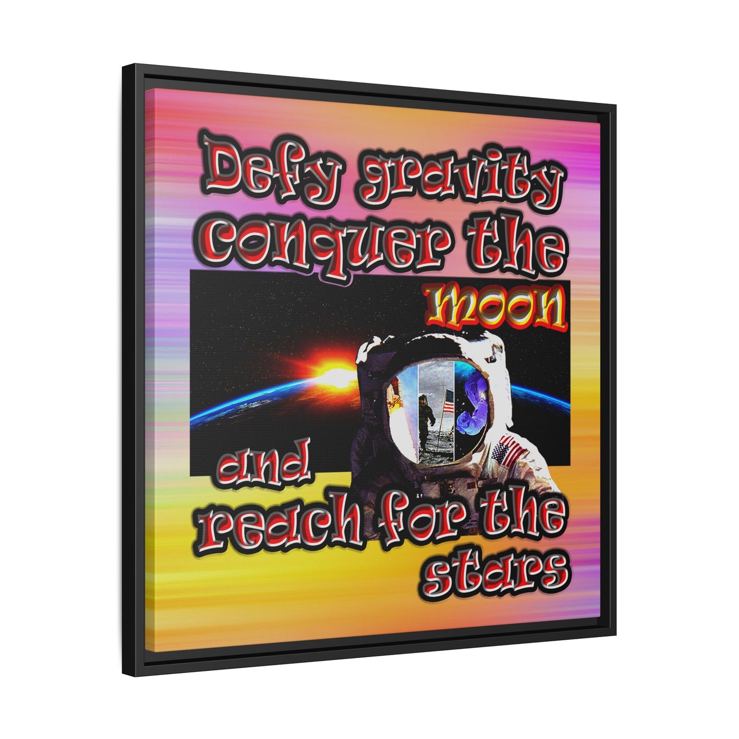 defy conquer reach - framed canvas art (color blur)