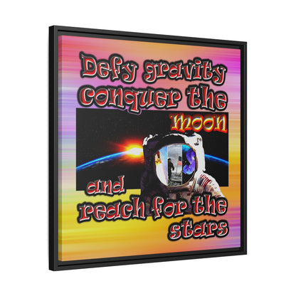 defy conquer reach - framed canvas art (color blur)