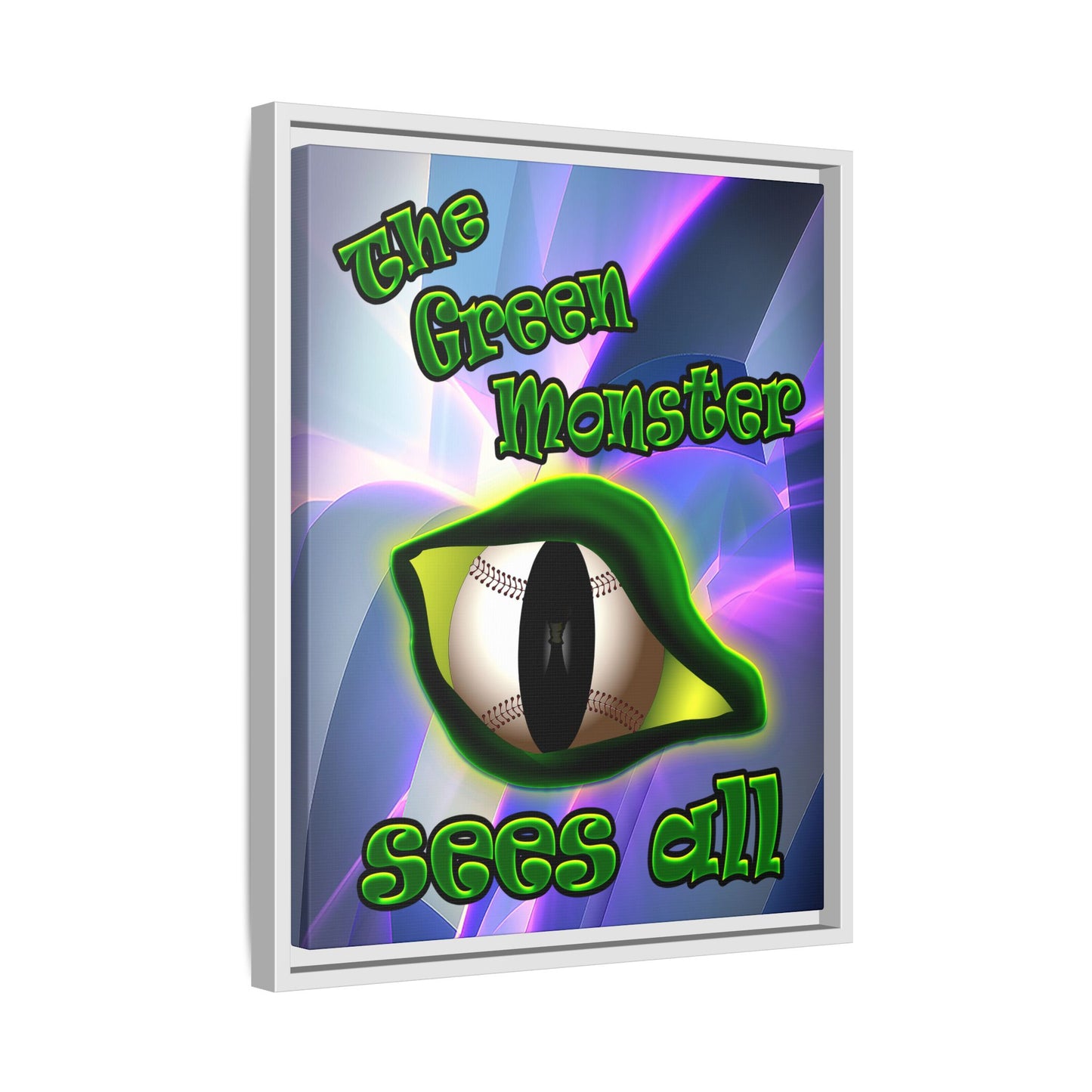 green monster - framed canvas art (grey-pink wave)