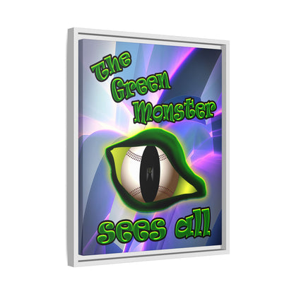 green monster - framed canvas art (grey-pink wave)