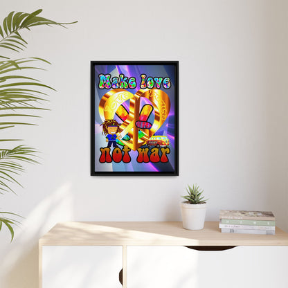 love peace - framed canvas art (grey-pink wave)