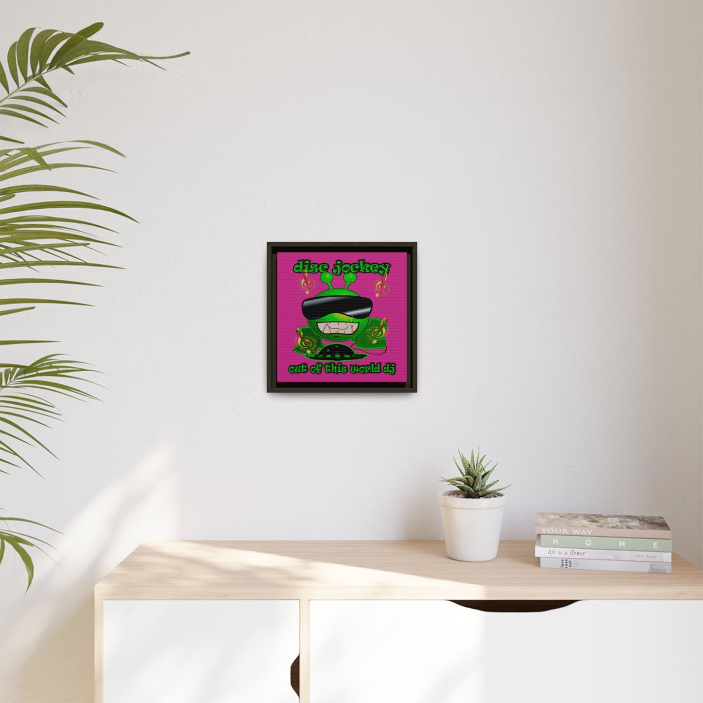 disc jockey - framed canvas art (pink)