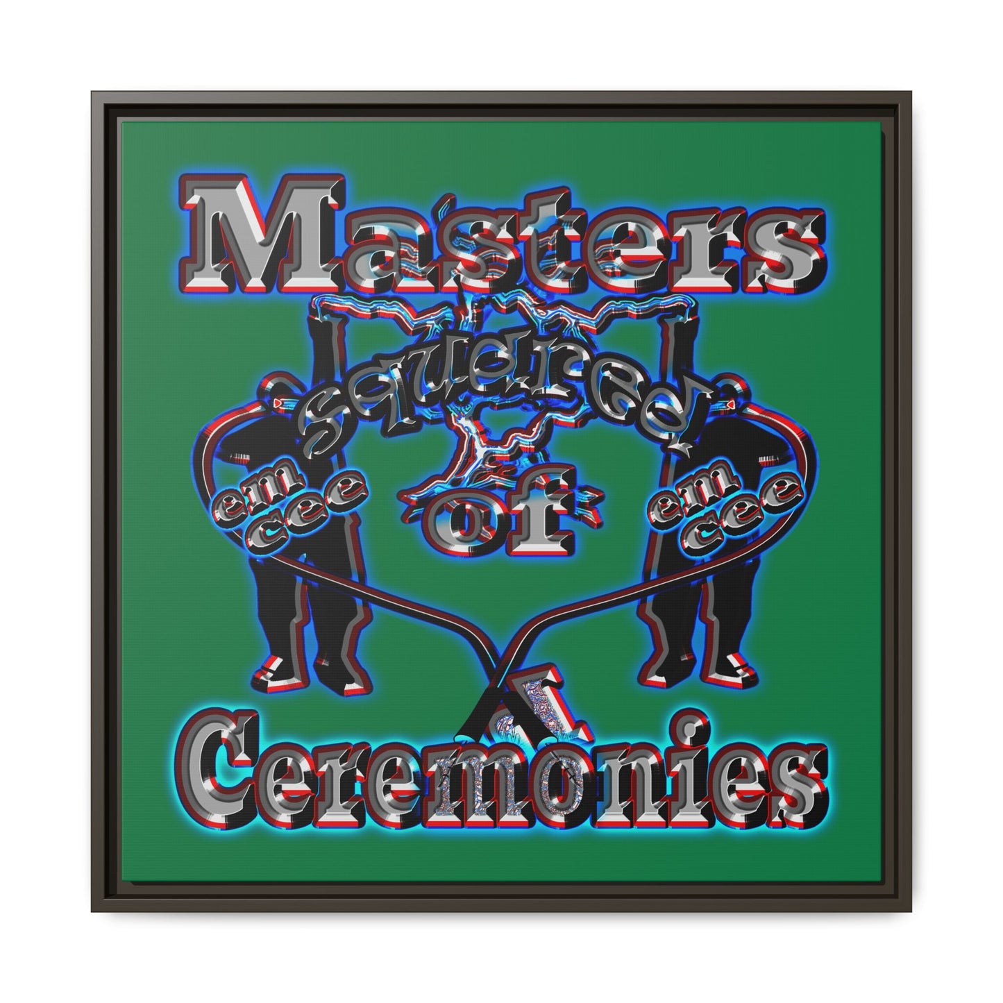 em cee squared - framed canvas art (dark green)
