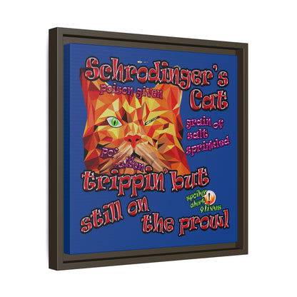 schrodinger's cat - framed canvas art (dark blue)