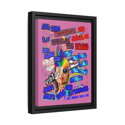 drop the beat - framed canvas art (light pink)