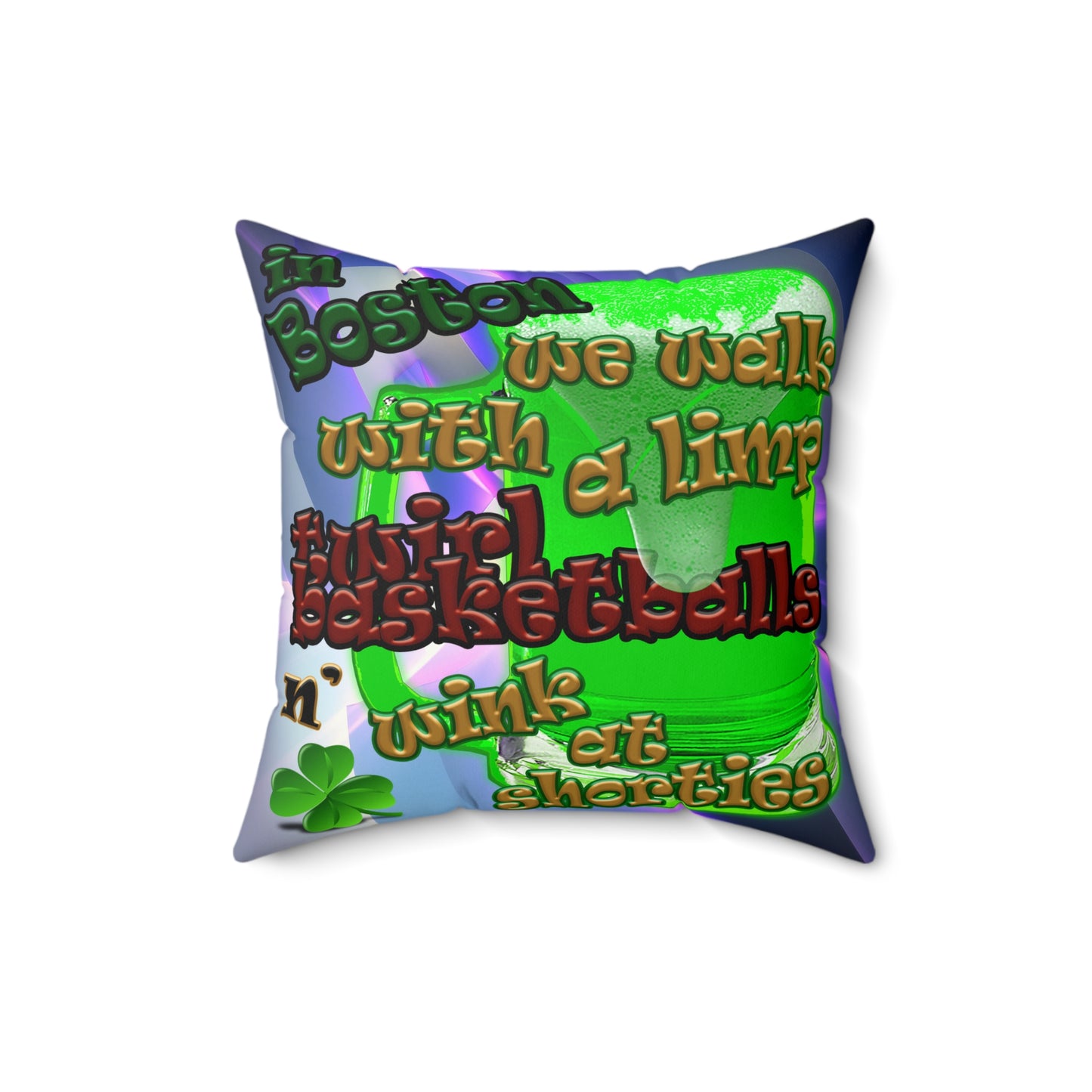 celtics logo - Spun Polyester Square Pillow - (grey-pink wave)