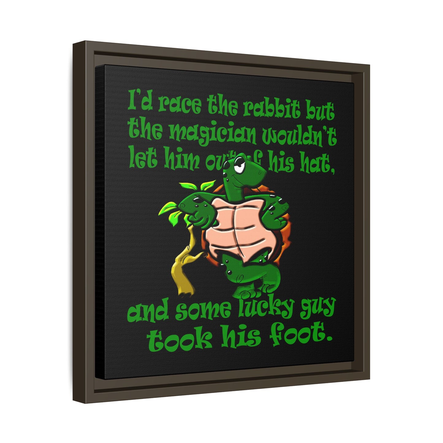 turtle race - framed canvas art (black)