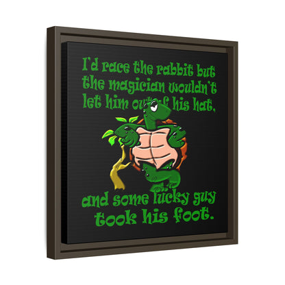 turtle race - framed canvas art (black)