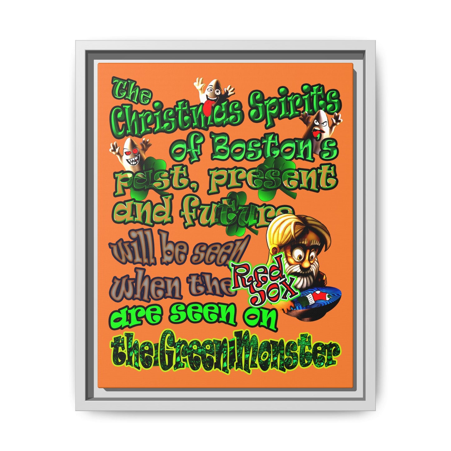christmas spirits of boston - framed canvas art (crusta)
