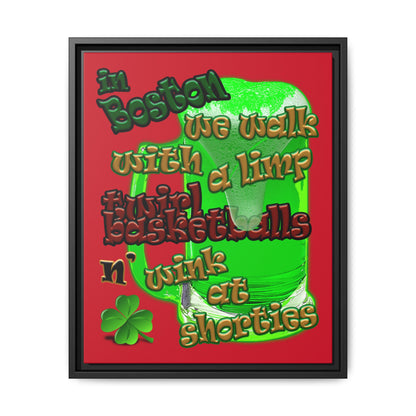 celtics logo - framed canvas art (dark red)