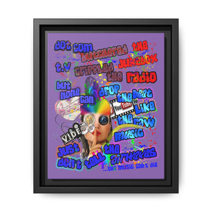 drop the beat - framed canvas art (light purple)