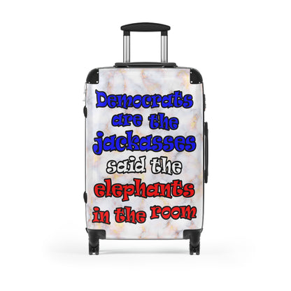 donkeys and elephants - Suitcase (white marble)