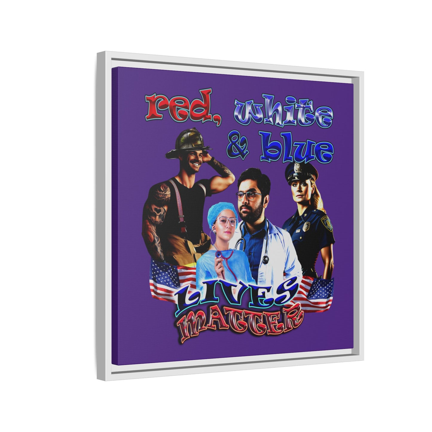 rw&b lives matter - framed canvas art (purple)