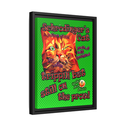 schrodinger's cat - framed canvas art (logo green)