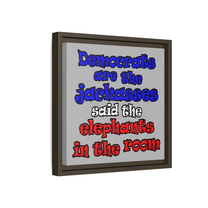 donkeys and elephants - framed canvas art (light grey)