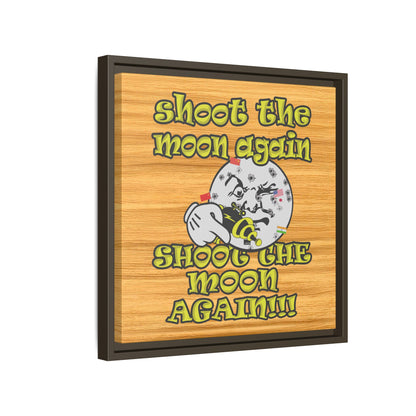 shoot the moon again - framed canvas art (butterscotch wood finish)