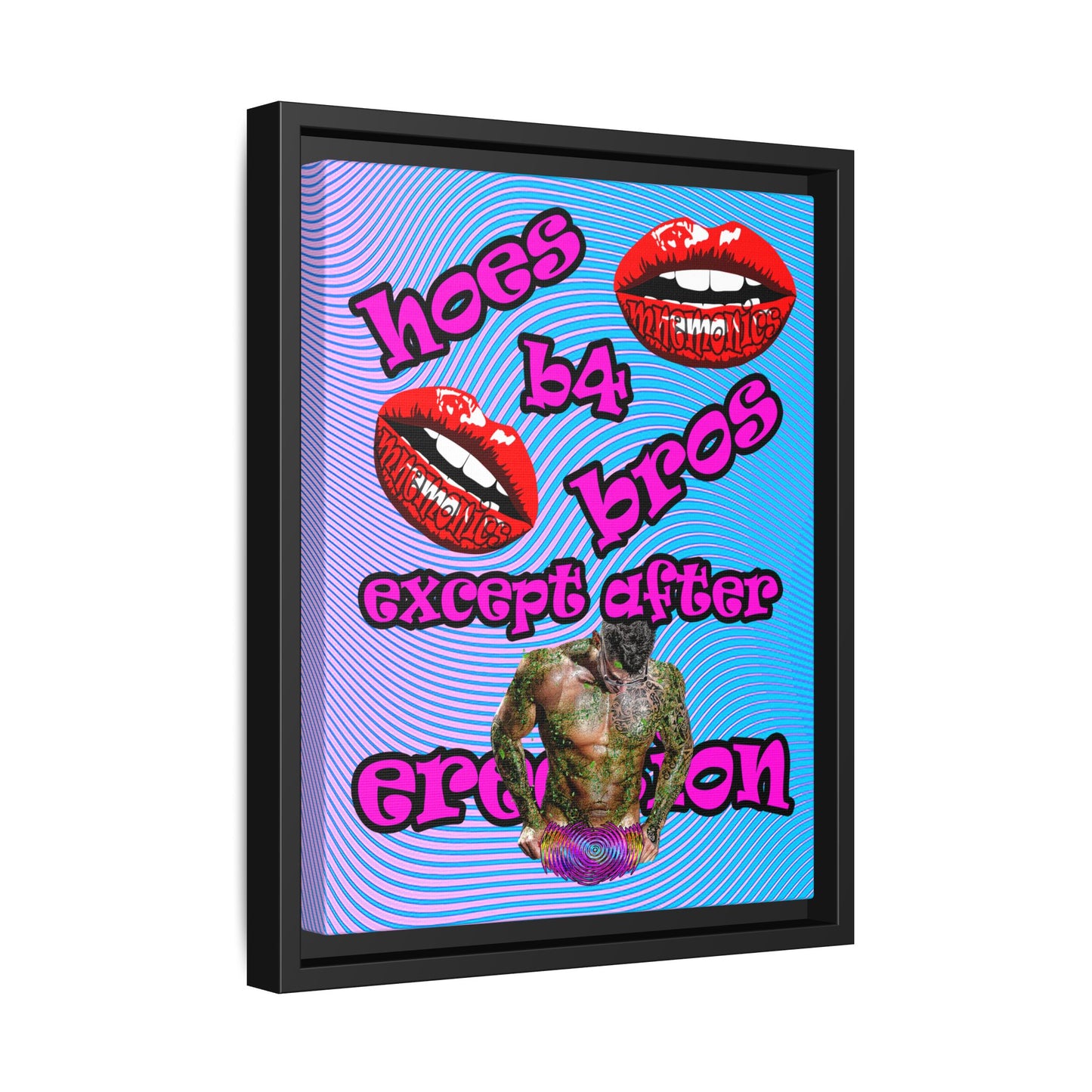 hoes b4 bros - framed canvas art (light blue-purple wave)
