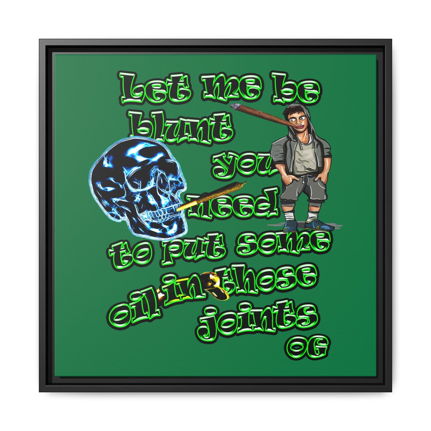 og - framed canvas art (dark green)