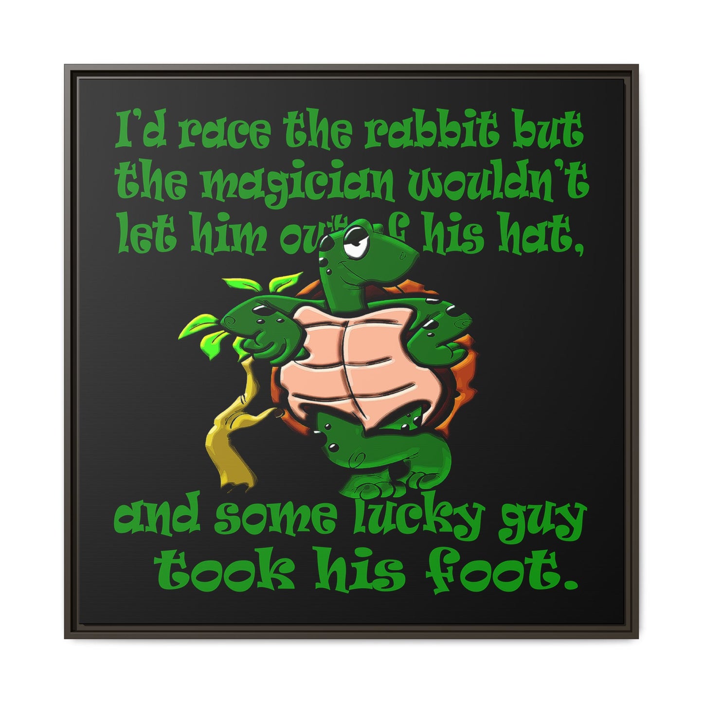 turtle race - framed canvas art (black)